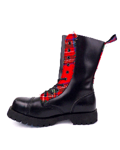 Own Tartan And Black Leather Boots