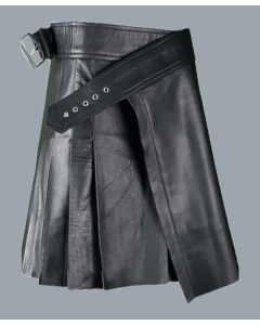 New Black Leather Utility Kilt 