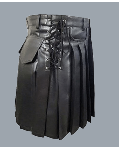 Black custom made leather utility kilt