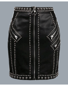 Women Fashion Leather Black Mini Skirt 