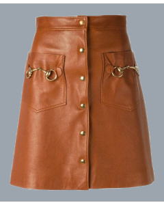 Brown Leather Kilt For Women