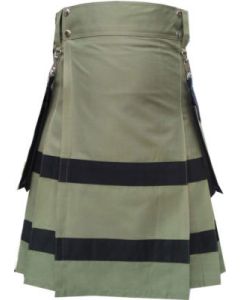 Buy New Black Olive Green Utility Skirt Kilt