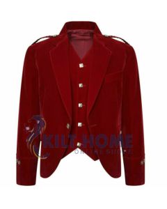 Custom Made Men's Prince Charlie Velvet Kilt Jacket