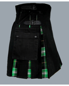 Black And Green Hybrid Kilt With Your Own Tartan, 