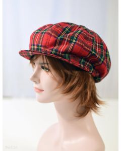 Red and green Stewart tartan hat for women