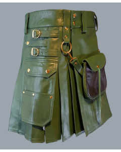 Fashion green custom made leather kilt
