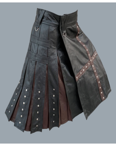 New Fashion Black And Brown Leather Kilt