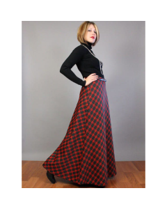 Women Long Tartan Skirt 