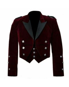 Men Scottish Custom Prince Charlie Velvet Jacket