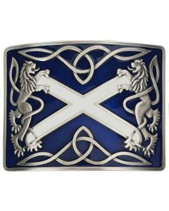 Saltire Blue Antiqued Kilt Belt Buckle