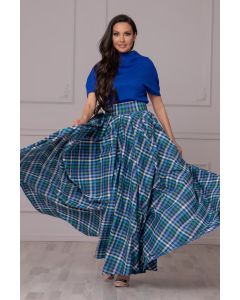 Women Fashion Aqua Tartan Skirt 