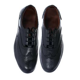MEN'S ALL LEATHER GHILLIE BROGUES Black Leather VARIOUS SIZES