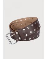 brown leather silver studs kilt belt
