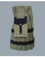 Buy New Black Olive Green Utility Skirt Kilt