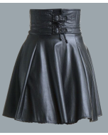 Black Leather Utility Kilt For Women