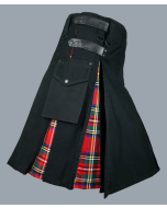 Black  hybrid kilt with royal Stewart tartan