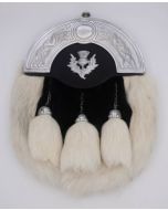 Scottish Full Dress Black & White Rabbit Fur Kilt Sporran