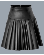 Women's Black Leather Kilt